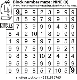 Connect the number : Let's learn number 9