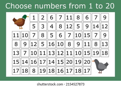 Connect The Numbers From 1 To 20 In The Correct Order And Go Through The Maze