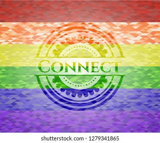 Connect on mosaic background with the colors of the LGBT flag