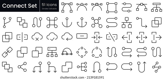 Connect outline icon set. Editable stroke thin line icons Collection