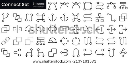 Connect outline icon set. Editable stroke thin line icons Collection