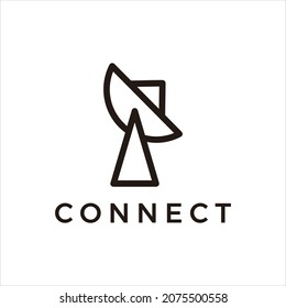 Connect Parabolic Logo Design For Communication Technology Concept.