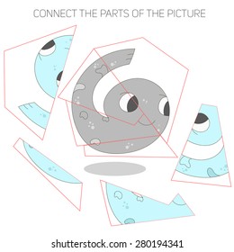 Connect the parts of the picture learn numbers game vector illustration