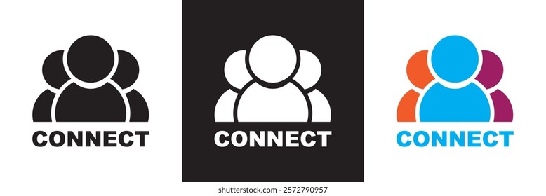 Connect people  icon representing connectivity and unity. Vector emblem featuring interlinked circular shapes . symbolizes teamwork, collaboration, union, cooperation. vector illustration. EPS 10 