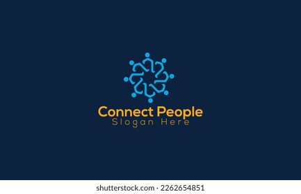 Connect People Logo Design, Minimal Community, Network, Unity, collaboration, partnership Logo Vector Design template.