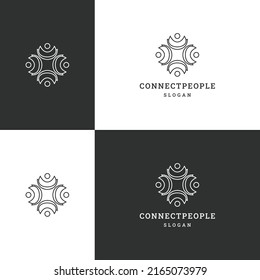 Connect people logo icon flat design template 