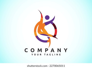 Connect People Logo Template, Social media network people logo