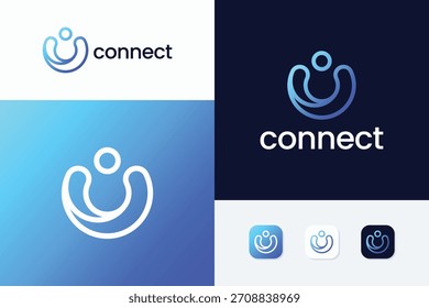 Conectar Personas Icono de Asistencia Logotipo Signo Símbolo Personas Red Comunicación Tecnología y Software Negocio