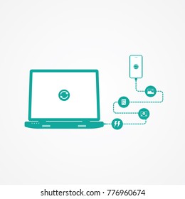 connect phone to computer with cable for transfer file, picture, song and charge battery