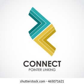 Connect of pointer logo design vector template and abstract arrow link business symbol of company identity Logotype concept icon.