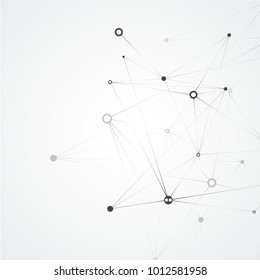 Connect polygonal network background. Lines and dots science pattern.