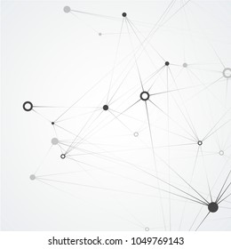 Connect Polygonal Network Background. Lines And Dots Science Pattern.