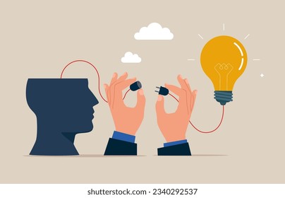 Connect positive energy.  Power up optimism. Vector illustration in flat style