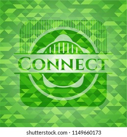 Connect realistic green mosaic emblem