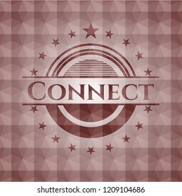 Connect red badge with geometric background. Seamless.