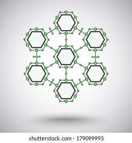 Connect seven cells protected from virus. vector graphics