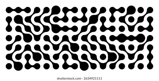 Connect Shapes Abstract Pattern. Metaball and Dots Vector Pattern. Geometric Morph Organic Background. Circular Fluid Blobs