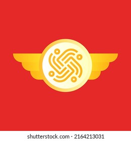 logo de icono de vector de las alas de señas