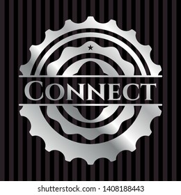 Connect silver badge. Vector Illustration. Mosaic.