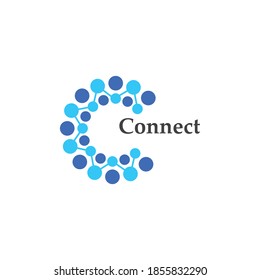 Connect Technology Icon. C Letter with Dot Circle Connected as Network Logo Vector - Vector.