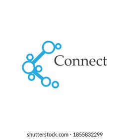 Connect Technology Icon. C Letter with Dot Circle Connected as Network Logo Vector - Vector.
