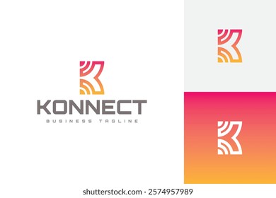 connect technology k letter logo vector