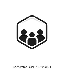 connect together logo with team work. flat trend modern hr logotype graphic simple design isolated on white. concept of interaction between businessmen for successful business or loyalty collective