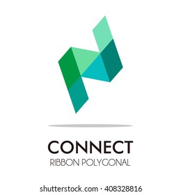 Connect triangle of arrow line abstract vector and logo design or template ribbon connection business icon of company identity symbol concept