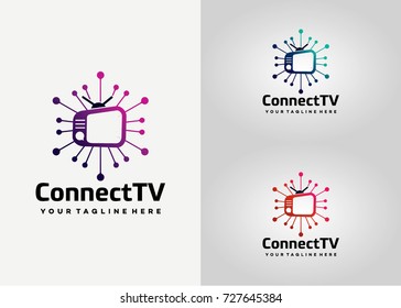 Connect TV Logo Template Design. Creative Vector Emblem, for Icon or Design Concept.
