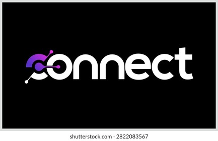 Connect typography word mark logo design with digital data network for internet and technology