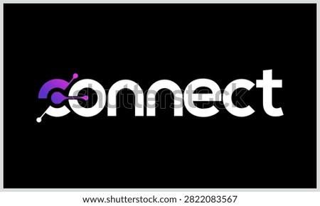 Connect typography word mark logo design with digital data network for internet and technology