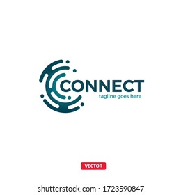 Connect Vector C Letter Logo. Letter C Web Connection Logo