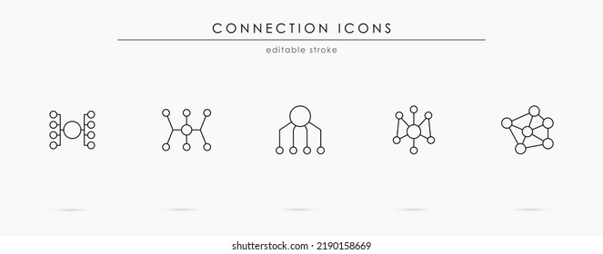 Connect vector icon set. Teamwork concept. Connection line icons