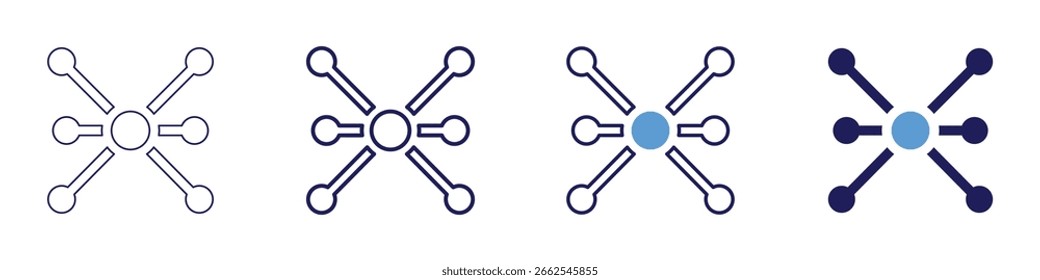 Verbinden Sie das Kreditorensymbol in 4 verschiedenen Stilen. Dünne Linie, Linie, Fette Linie, Duotone. Duotone-Stil. Bearbeitbarer Strich.