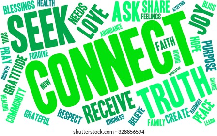Connect word cloud on a white background. 
