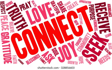 Connect word cloud on a white background. 