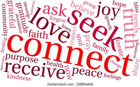 Connect word cloud on a white background. 