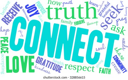 Connect word cloud on a white background. 