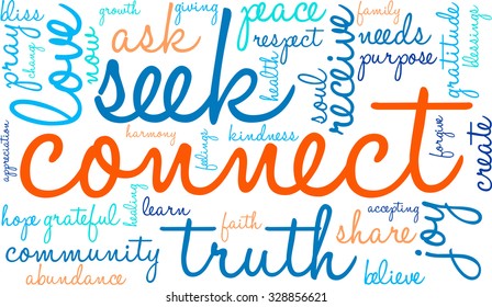 Connect word cloud on a white background. 