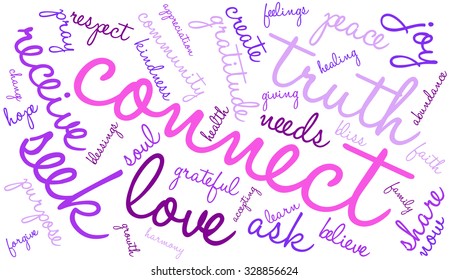 Connect word cloud on a white background. 