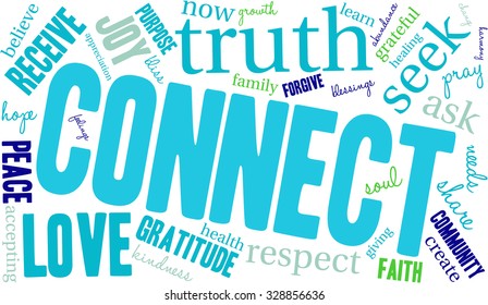 Connect word cloud on a white background. 