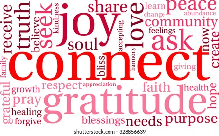 Connect word cloud on a white background. 