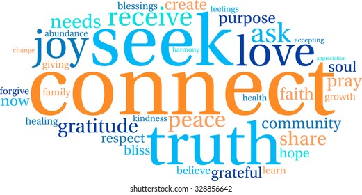 Connect word cloud on a white background. 