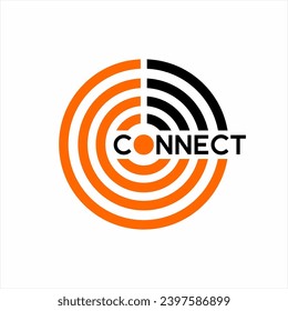 Connect word logo design with wifi symbol.