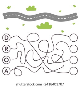 Connect the word. Thematic maze. Learning the spelling of words. Transport. Maze for children