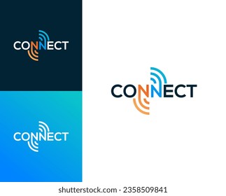 Conectar ilustración vectorial de diseño de logotipo de marca de palabras