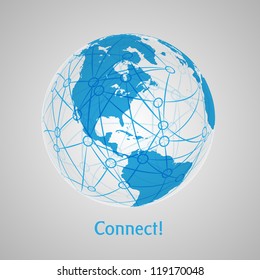 Connect World abstract concept art with map