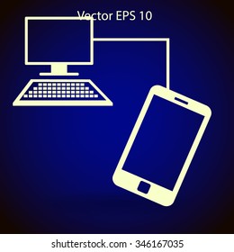 Connect your phone to the computer is completed vector icon