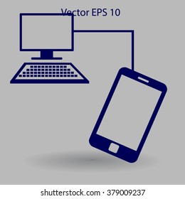 Connect your phone to the computer is completed vector icon
