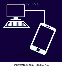 Connect your phone to the computer is completed vector icon